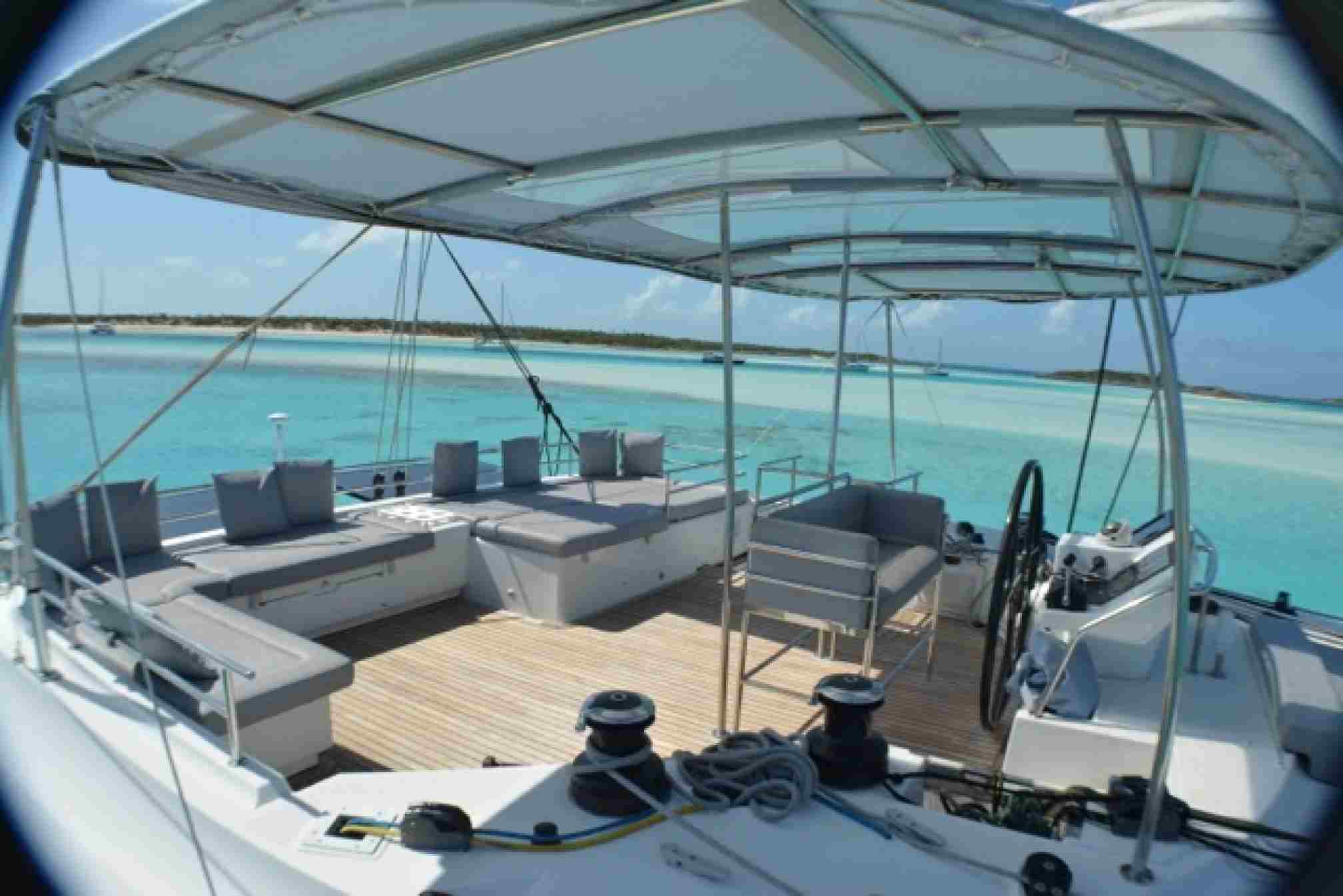 AMURA II luxury catamaran charter flybridge
