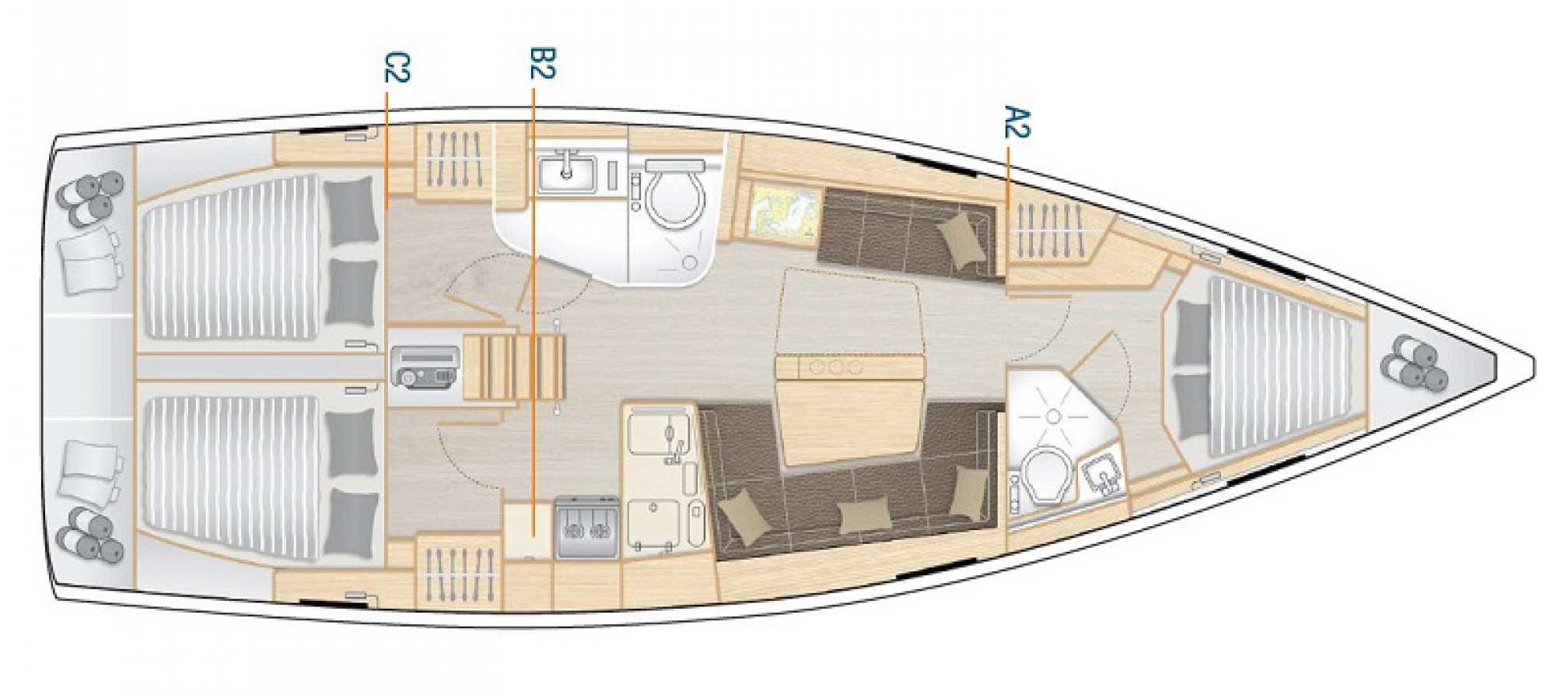 Bateau de location Hanse 418 layout