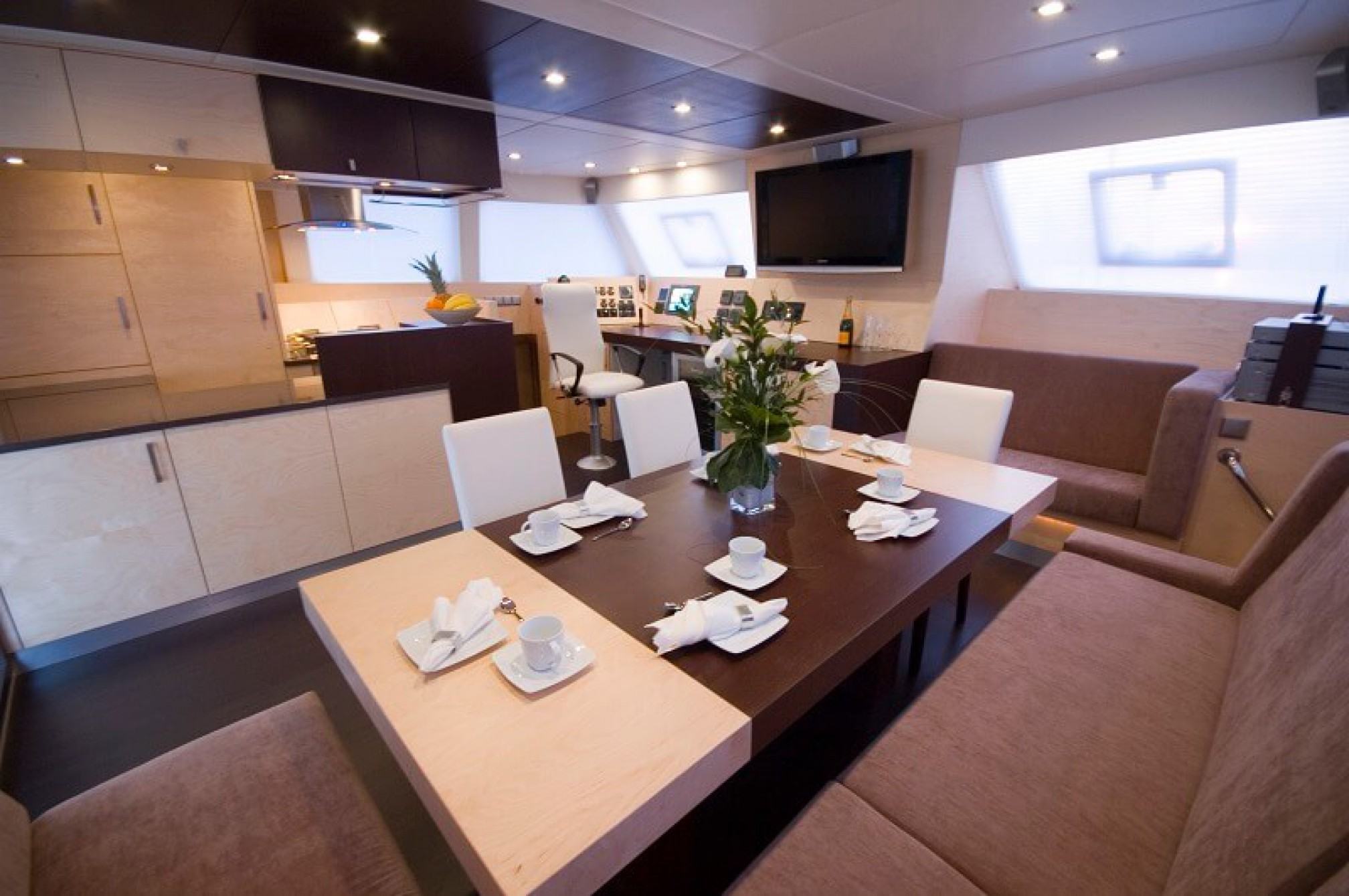 Depende IV luxury catamaran charter salon