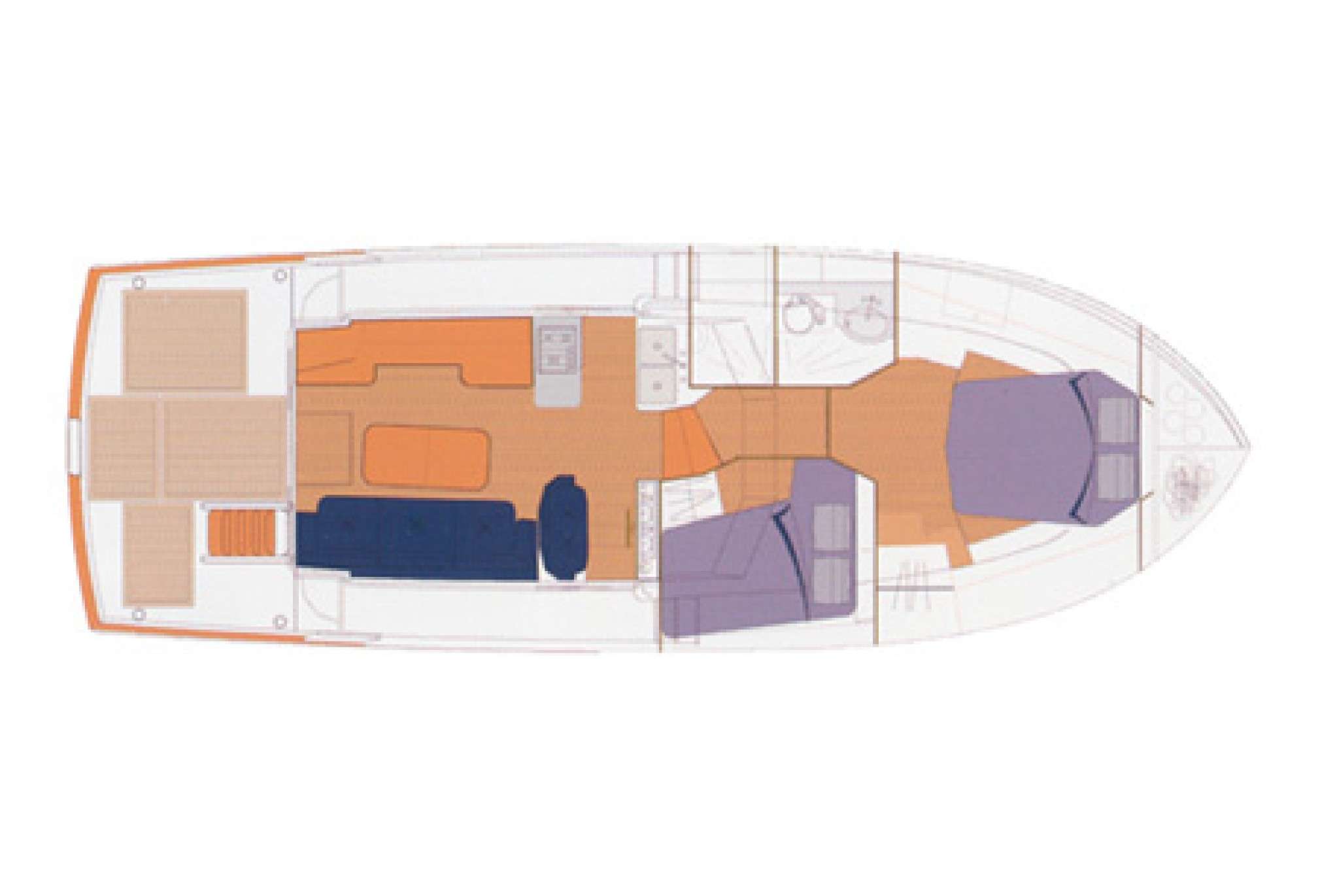 Beneteau Swift Trwaler 42 motorboat charter layout
