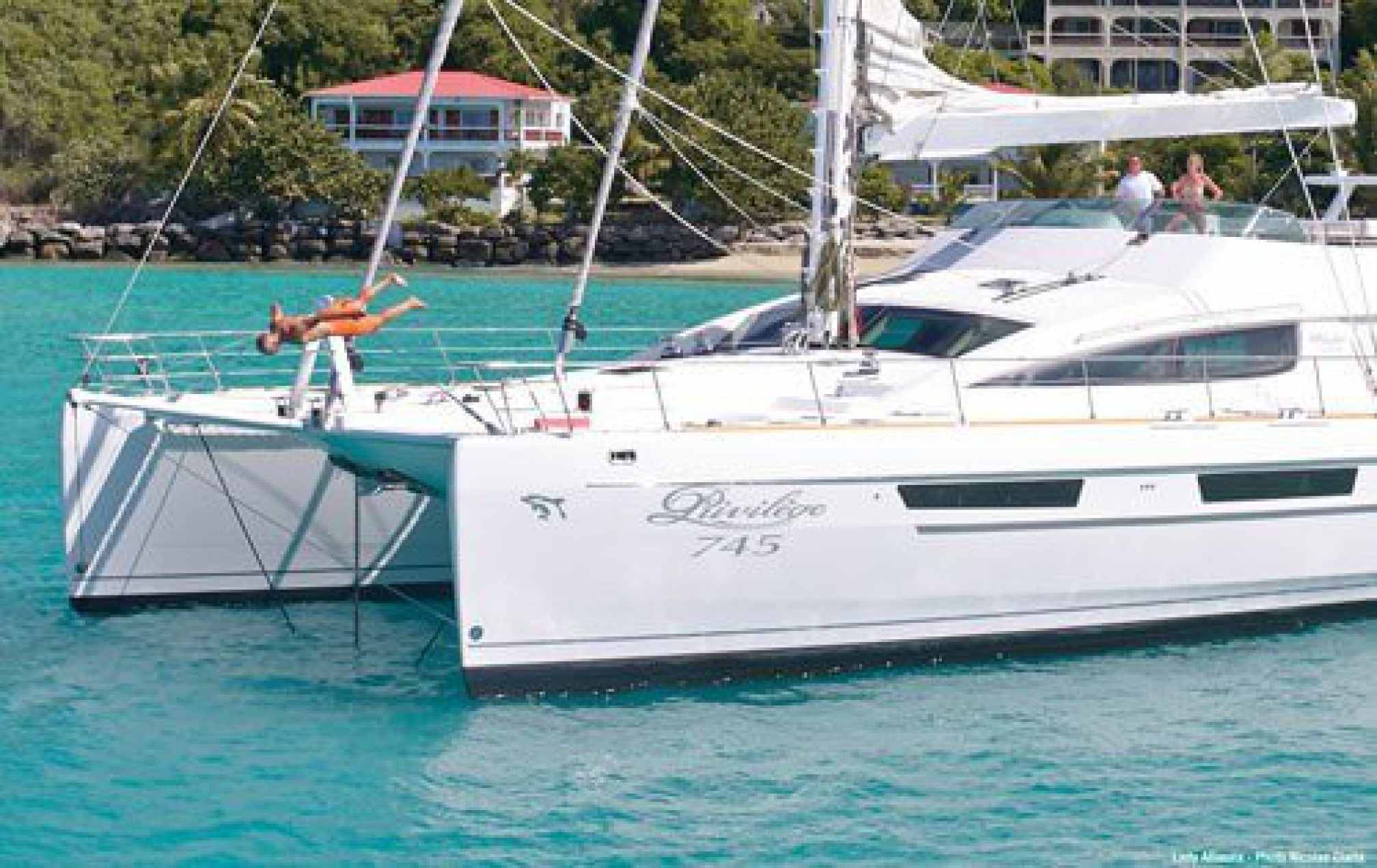 Privilege 745 'Lady Alliaura' catamaran charter mooring