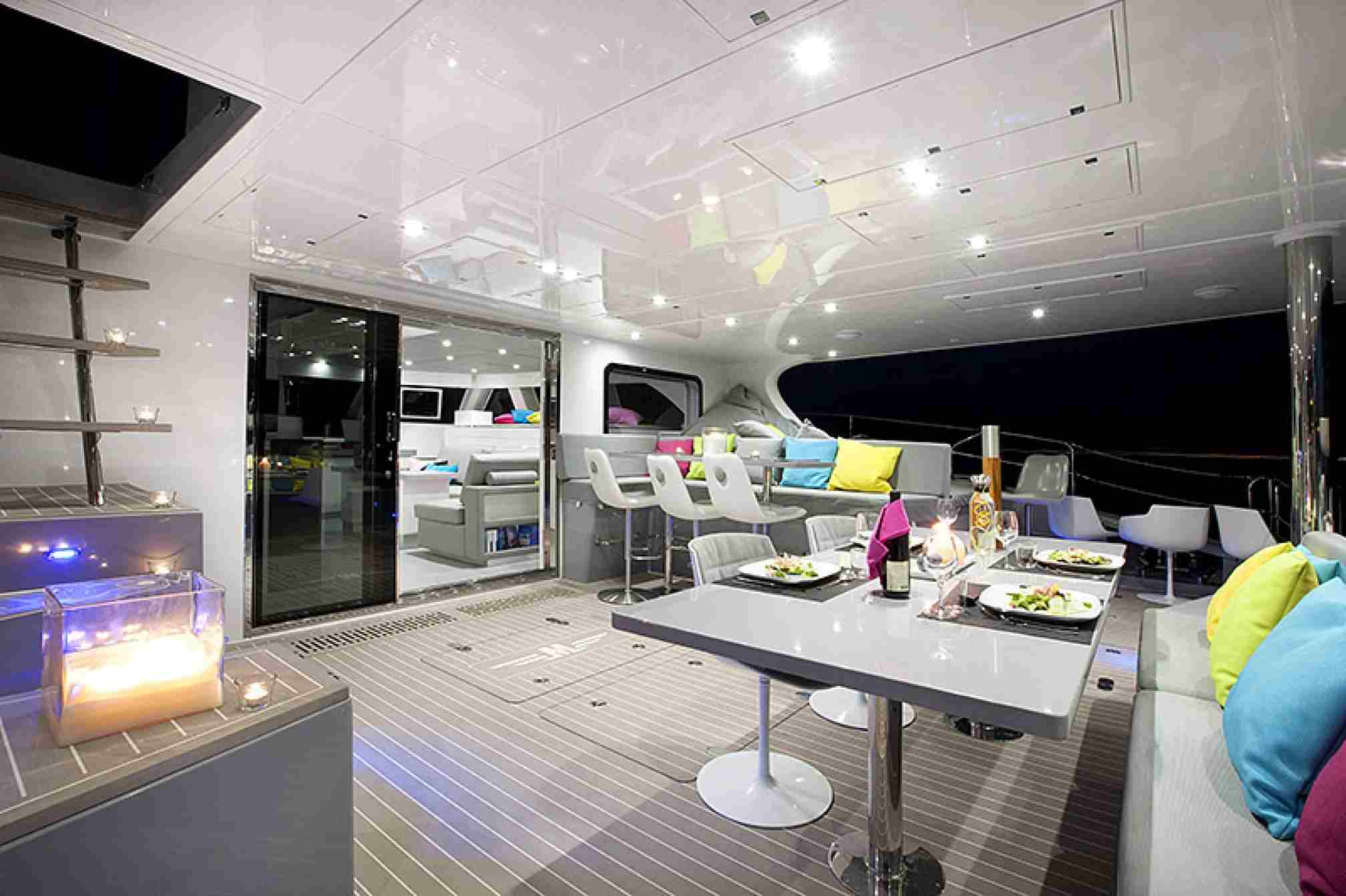 Sunreef 70 catamaran charter outdoors salon
