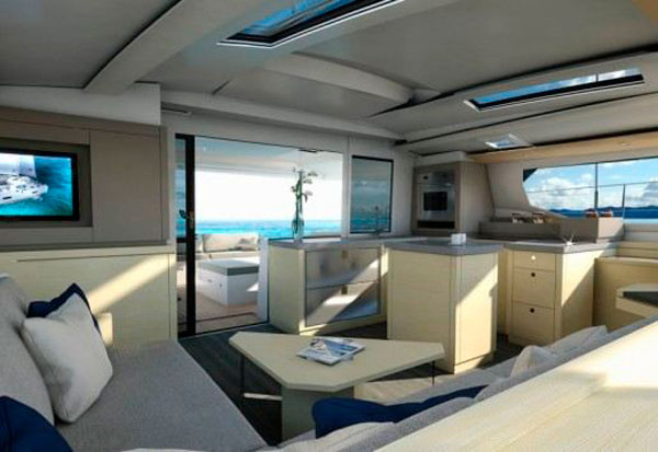 New 47 catamaran charter salon